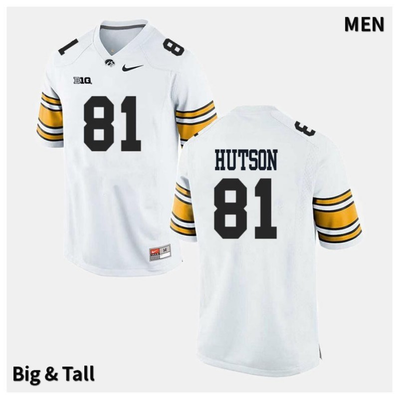 Men's Iowa Hawkeyes NCAA #81 Desmond Hutson White Authentic Nike Big & Tall Alumni Stitched College Football Jersey XV34K55GP